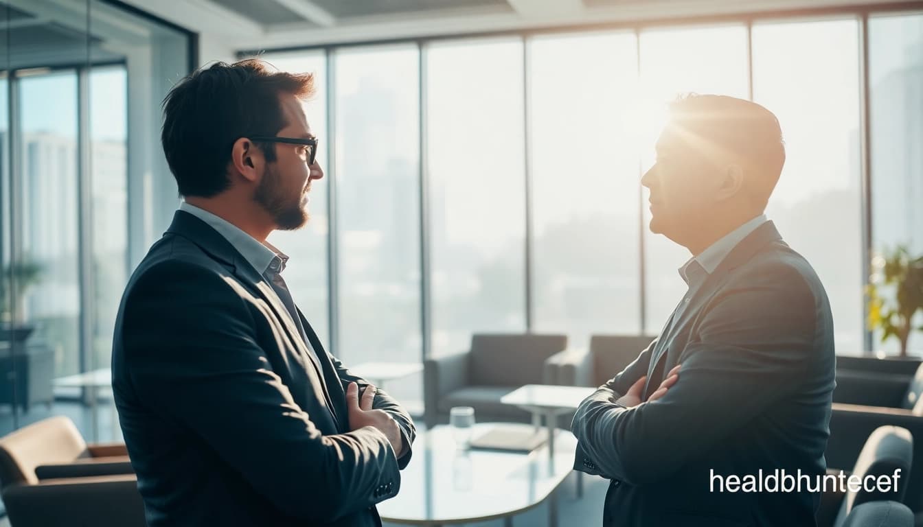 Professioneller Headhunter Heidelberg führt ein Gespräch mit einem Kandidaten in einem modernen Büro.