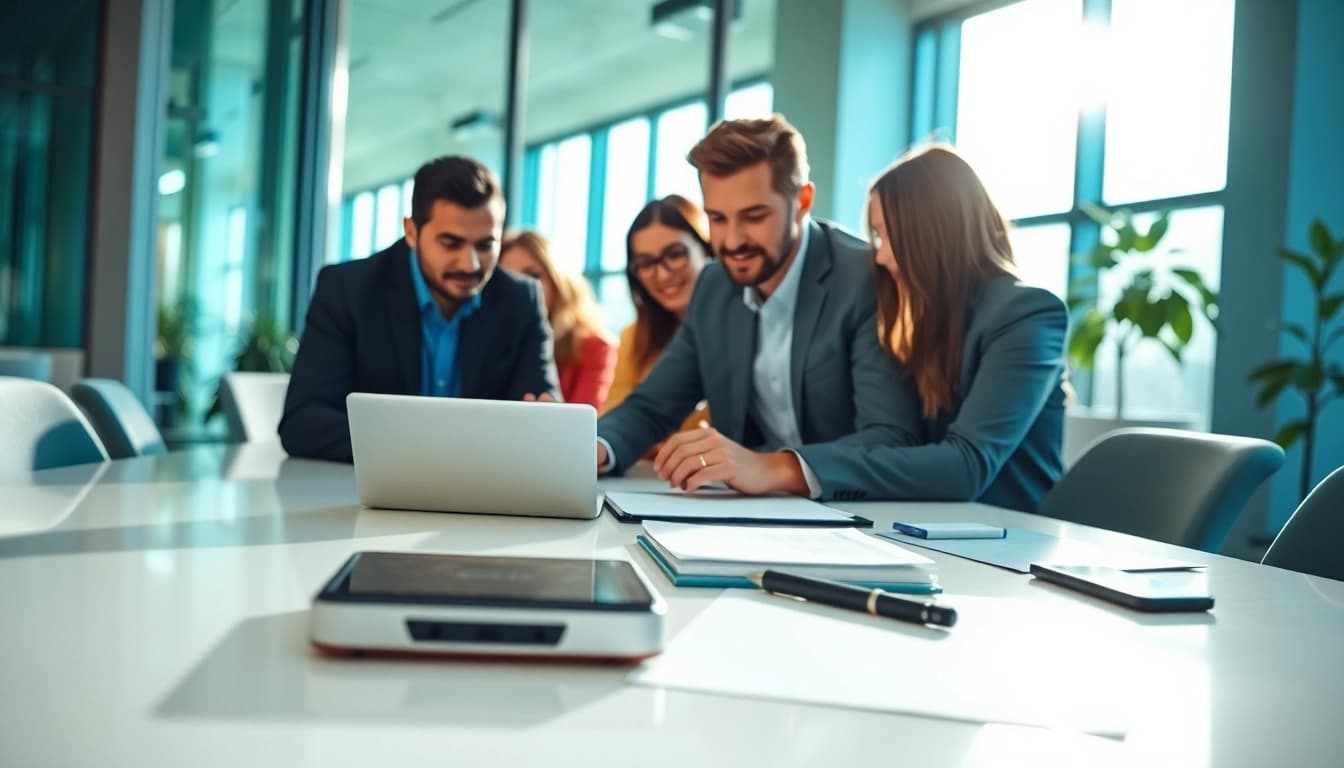 Headhunter IT präsentiert eine dynamische Büroumgebung mit einem engagierten Team.