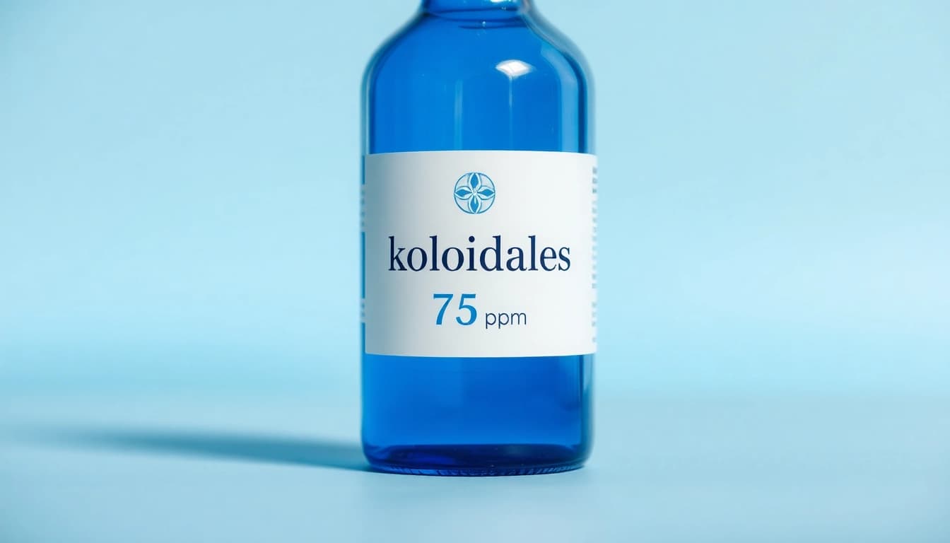 Kolloidales Silber 75 ppm in a clear bottle highlighting its purity and quality