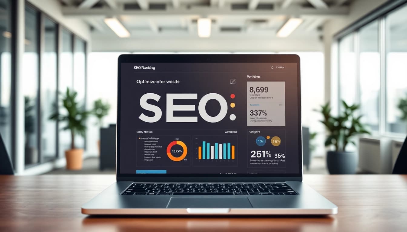Überblick über eine optimierte Website, die SEO-Ranking-Grafiken anzeigt.