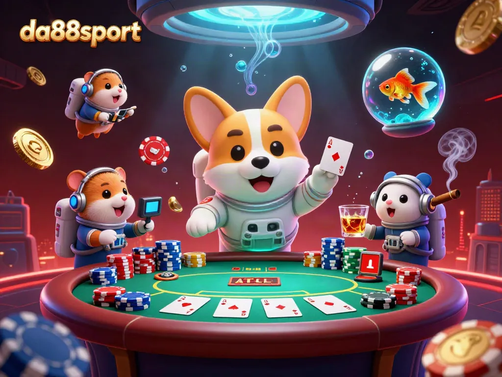 Experience thrilling gaming adventures with da88sport in an ultra-detailed casino space scene!