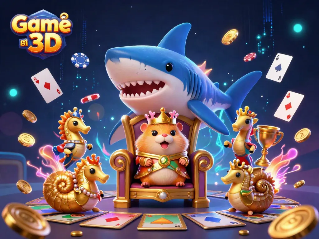 Experience the excitement of Game Bài 3D with vibrant casino elements and dynamic characters.