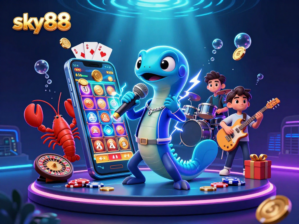 Experience sky88 with vibrant underwater casino action featuring an electric eel DJ and more.