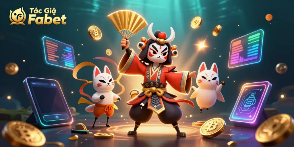 Tác Giả Fabet brings excitement to the online casino world with a vibrant, detailed scene featuring unique gaming elements.