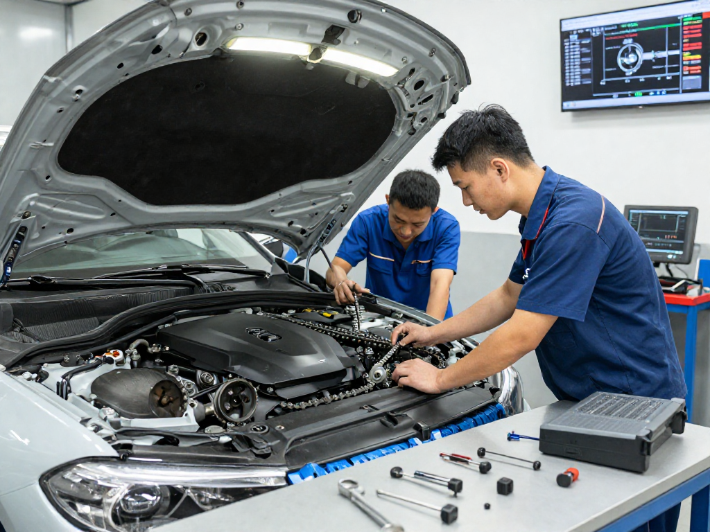 Professionelle Werkstatt für BMW Steuerkette wechseln mit Mechanikern und Diagnosegeräten