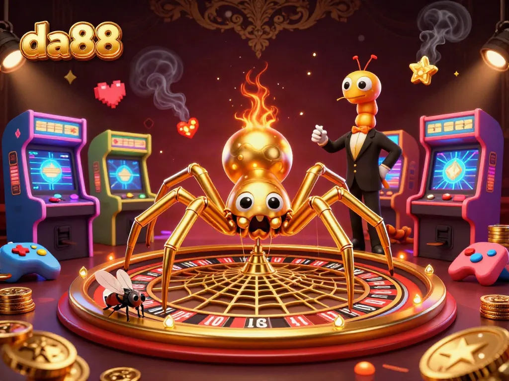 Engage in thrilling bets with da88's 3D casino scene featuring unique characters and vibrant gaming elements.