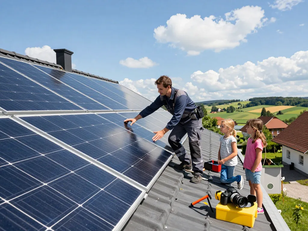 Photovoltaik Bayern Solarpanel-Installation auf einem Dach in Bayern.