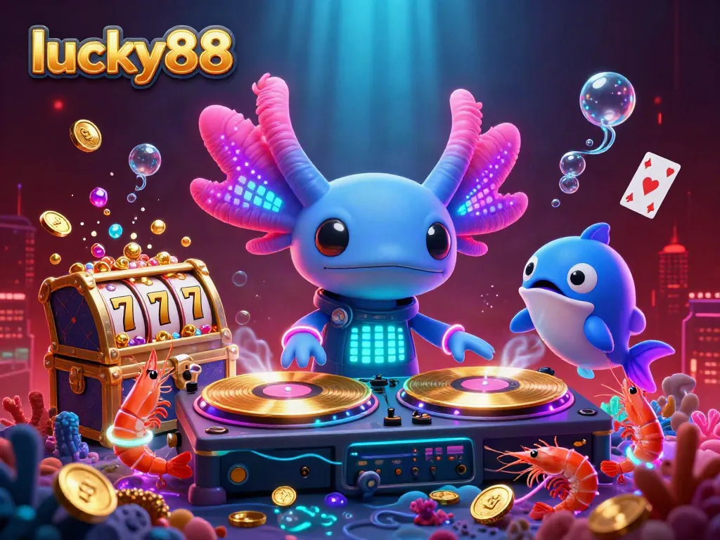 Experience lucky88's 3D vibrant casino world with energetic characters and dazzling game elements.