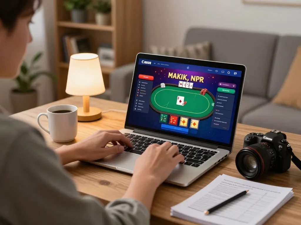 Engaging in online poker gameplay at https://ok904.com/, with vibrant app interface visible.