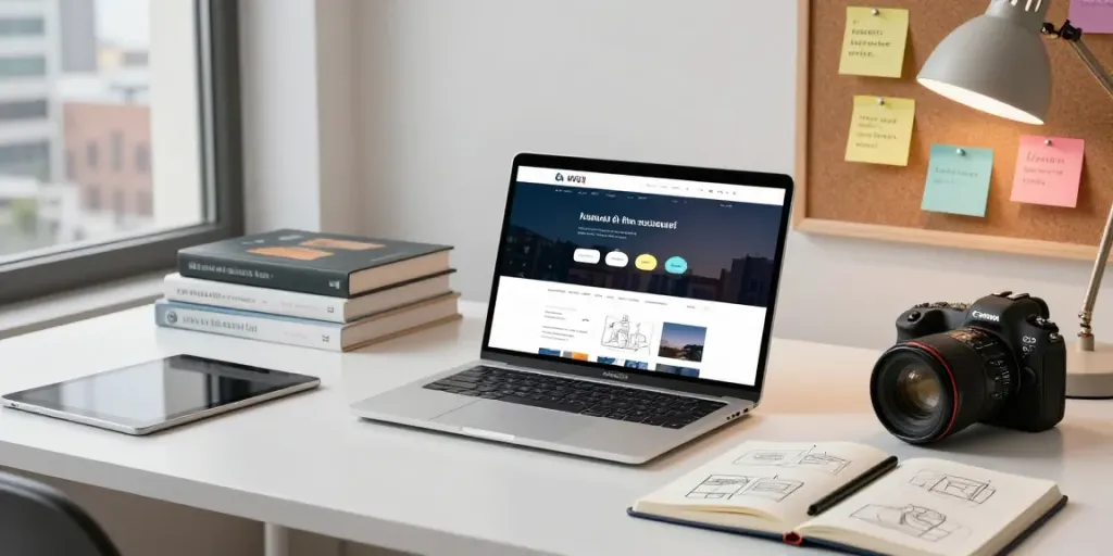 Professioneller Webdesigner im Saarland bei der Arbeit an einem Laptop mit innovativem Design.