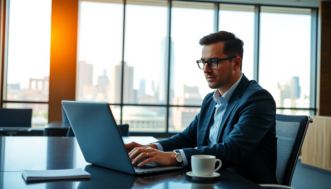 Headhunter Ingenieure bei der Arbeit in einem modernen Büro, während er eine virtuelle Sitzung hält.