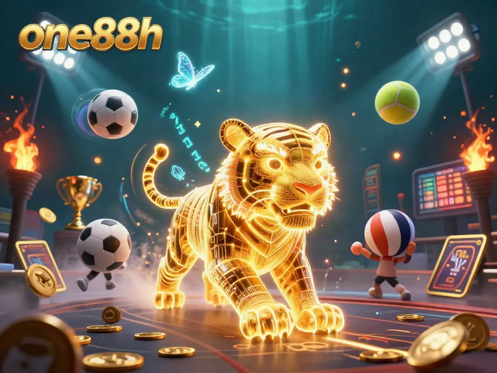 Experience thrilling sports betting with one88h in a vibrant 3D casino landscape packed with action.