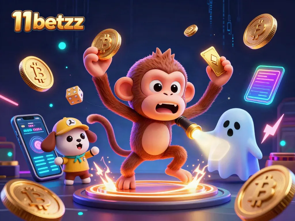 Experience thrilling gaming with 11betzz in a haunted casino with coins and cards flying.