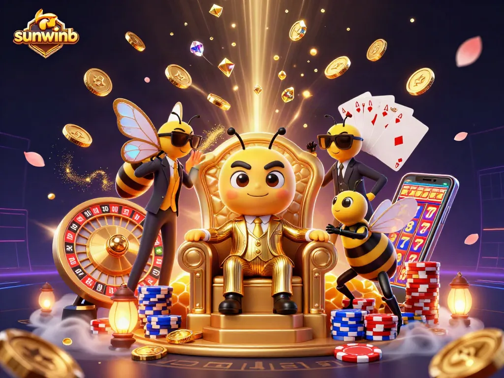 Experience thrilling gameplay and rewards at sunwinb with energetic characters amidst dynamic casino elements.