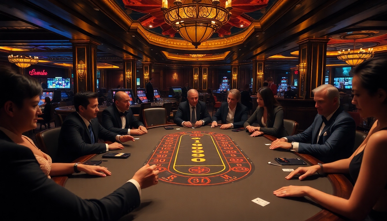 Engaging atmosphere of Online Casinos Österreich featuring players enjoying high-stakes games.