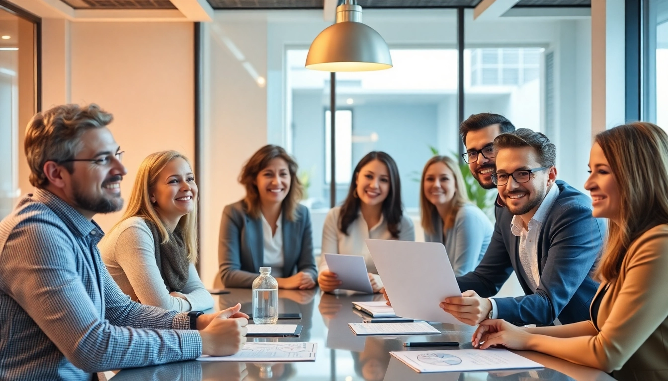 Unternehmensberater in einem Meeting, das innovative Lösungen für Kunden entwickelt.