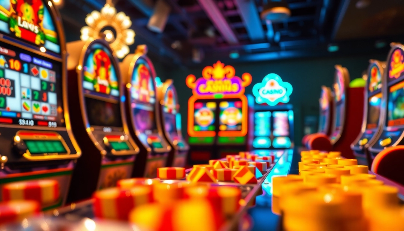 Erlebe Spaß im Online Casino ohne Anmeldung mit bunten Spielautomaten und einladender Atmosphäre.