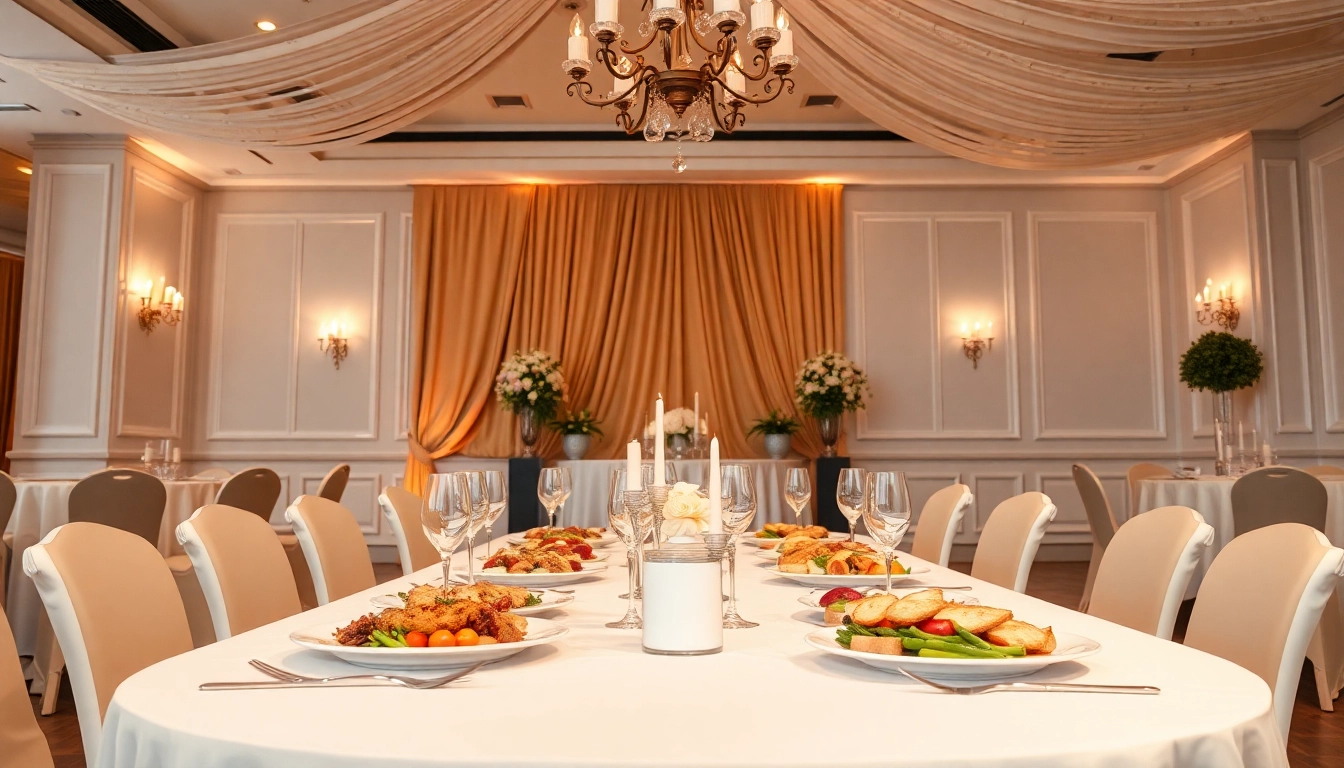 Eventcatering aus hochwertig präsentierten Speisen und elegantem Tisch-Setup für unvergessliche Feiern.