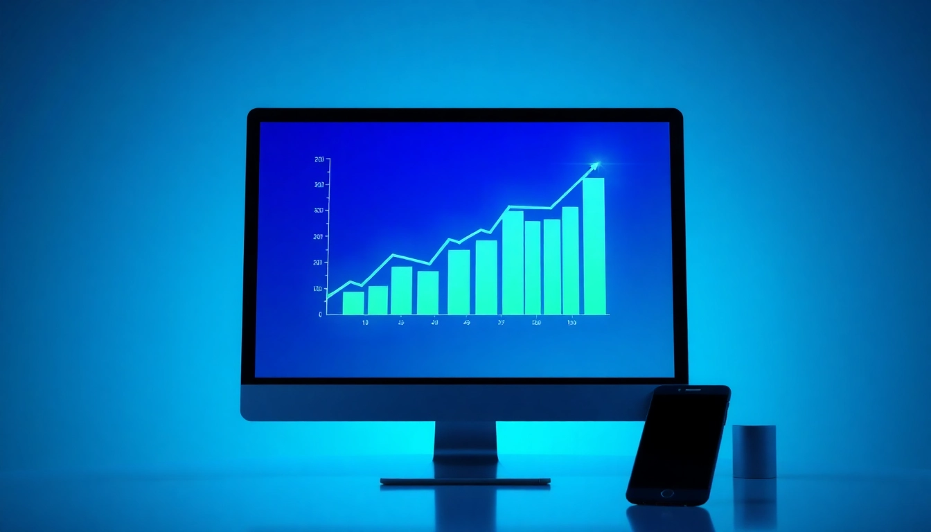 Verfolgen Sie Ihren Web-Rang: Diagramm mit steigendem Ranking und Grafiken.