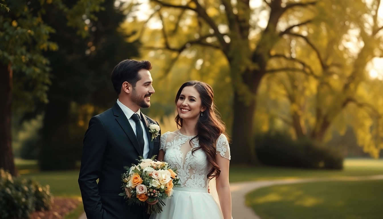 Hochzeitsfotograf Berlin fängt emotionale Momente eines Brautpaares im Park mit traumhaften Farben ein.