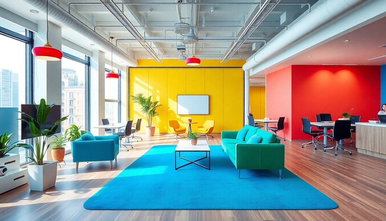 Showcase an engaging workspace at an Online Marketing Agentur in meiner Nähe emphasizing creativity and collaboration.
