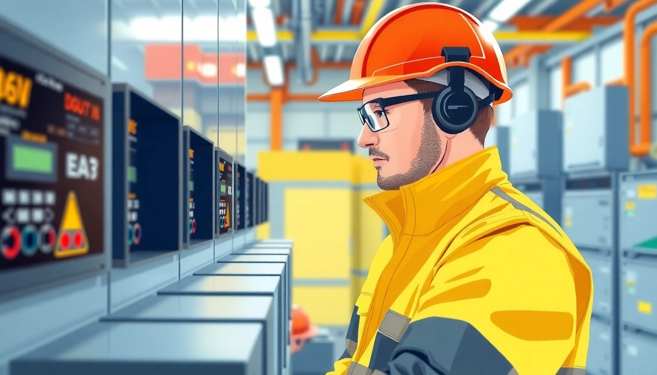 Technician conducting a DGUV V3 Prüfung to ensure electrical safety standards are met in a workplace.
