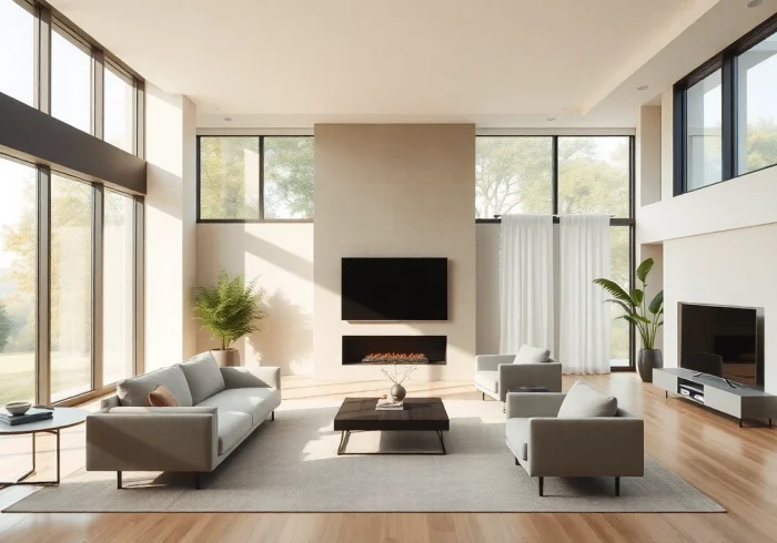 Experience luxury with a serene and sophisticated minimalist interior exuding elegance and comfort.