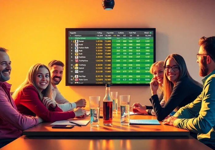 Diskutieren Sie Sportwetten ohne Lizenz während eines Spiels, mit einem Bildschirm, der Wettquoten zeigt.