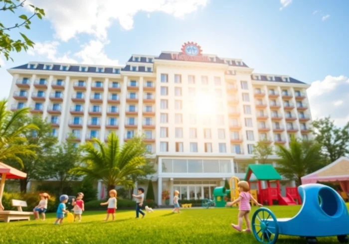 Erleben Sie das Playmobilland Hotel, wo Kinder in einer bunten Spielumgebung Abenteuer erleben.