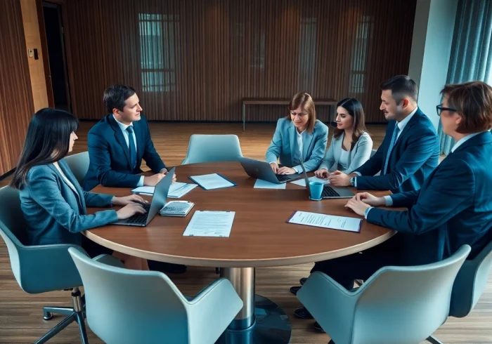 Show professionals collaborating on Arbeitsrecht topics in a modern office setting.