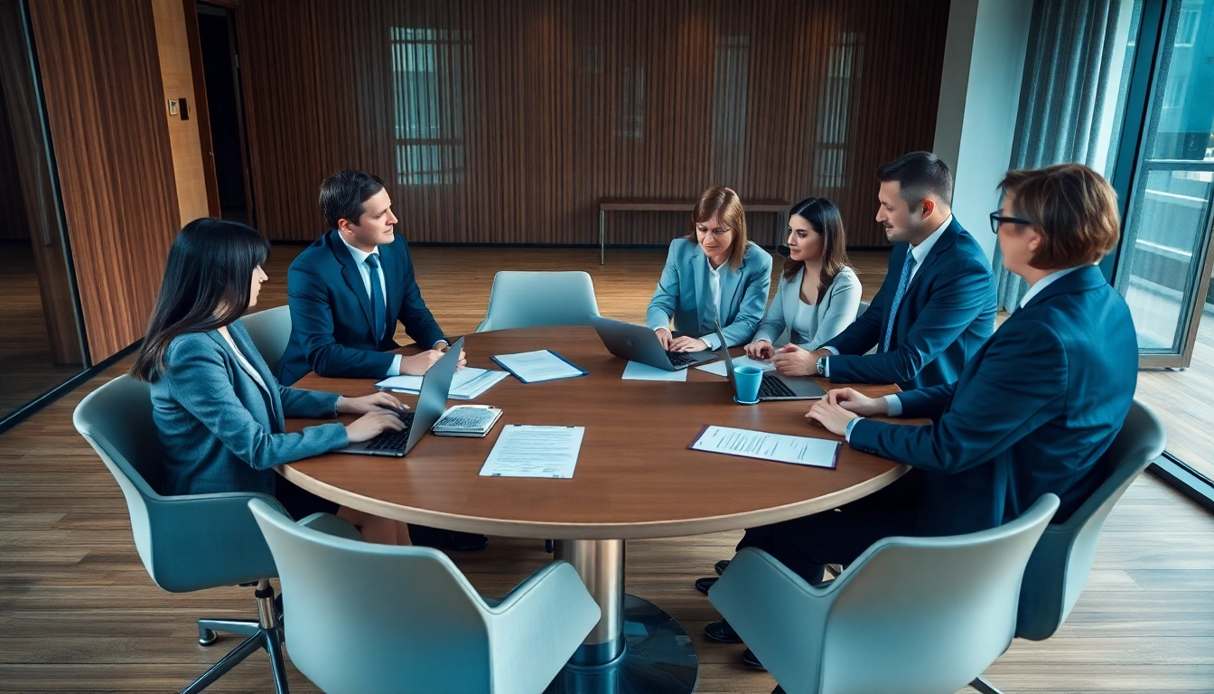 Show professionals collaborating on Arbeitsrecht topics in a modern office setting.