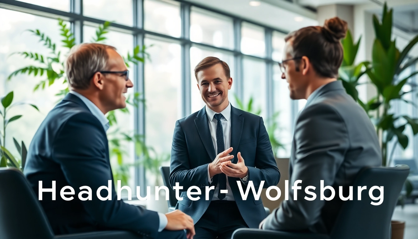 Headhunter Wolfsburg consulting with a candidate in a modern office setting.