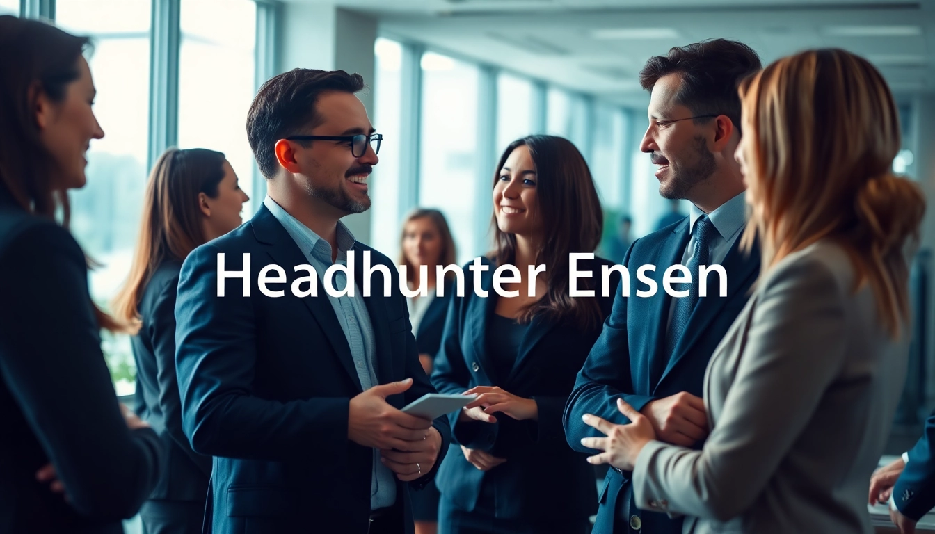 Professionals collaborating with a Headhunter Essen in a modern office setting.