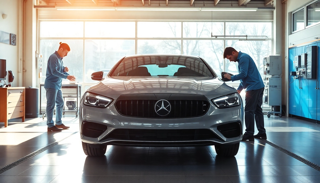 Professionelles Leasing Schäden beheben München in einer modernen Werkstatt mit Experten und strahlendem Licht.