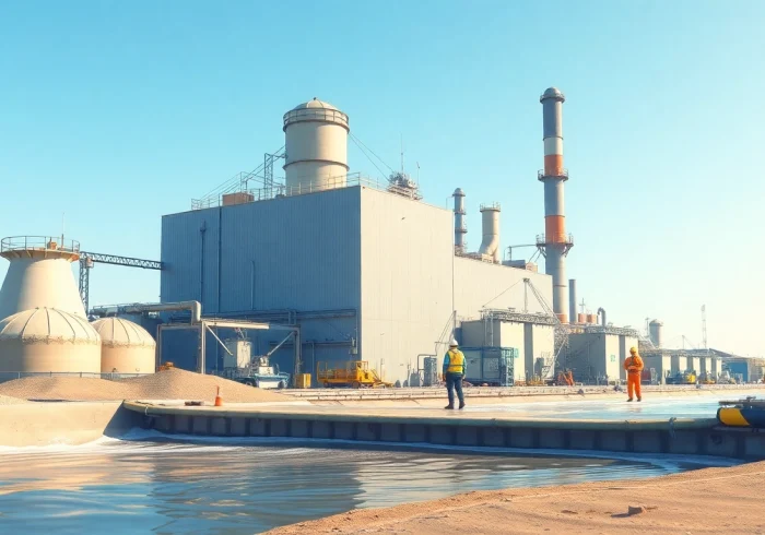 Visualisierung von Hochwasserschutz Gewerbe anhand einer Industrieanlage mit effektiven Schutzmaßnahmen.