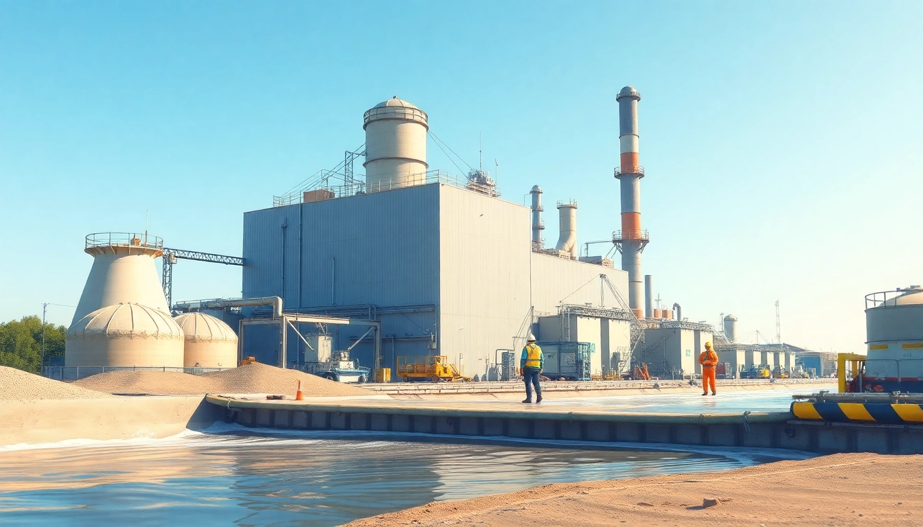 Visualisierung von Hochwasserschutz Gewerbe anhand einer Industrieanlage mit effektiven Schutzmaßnahmen.