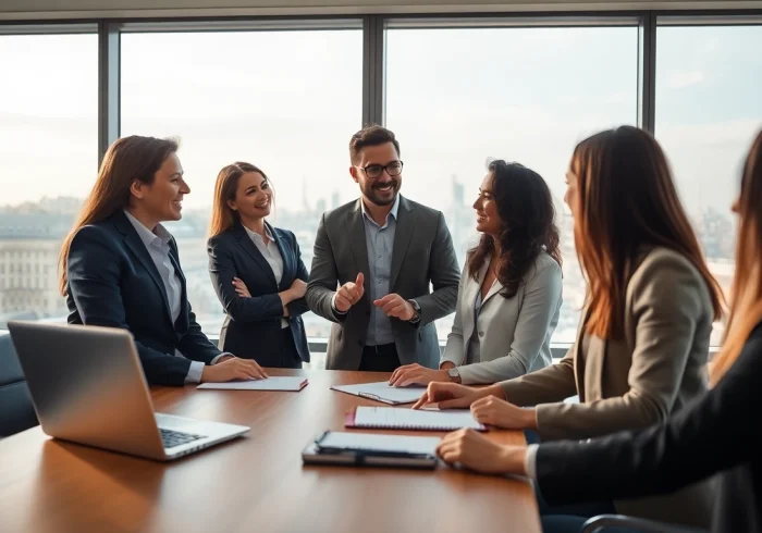 Professionell agierender Headhunter München im modernen Büro mit Führungskräften im Gespräch.