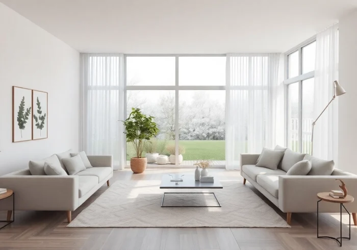 Einladende Raumgestaltung in einem modernen Wohnzimmer mit sanften Pastelltönen und natürlichem Licht.