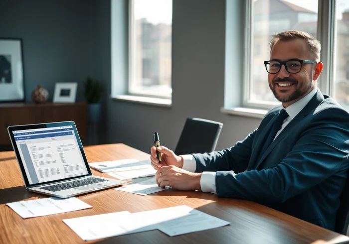 Headhunter Rostock bei der Arbeit, Bewerbungsunterlagen analysierend in einem modernen Büro.
