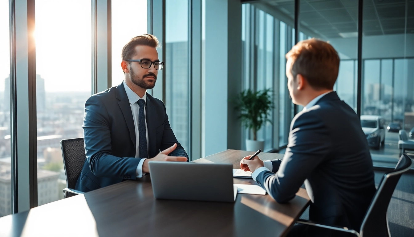 Headhunter Erfurt engaging in a client meeting in a professional office setting.