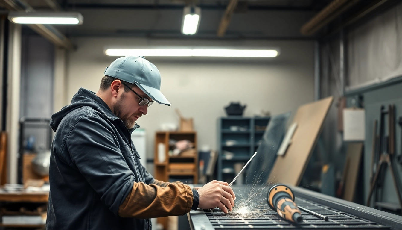 Felgenreparatur München: Techniker arbeitet an Alufelge in hell erleuchteter Werkstatt.
