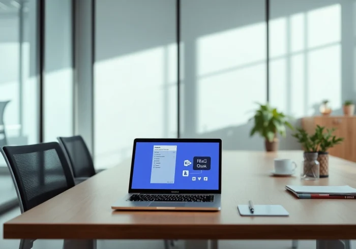 Visualisieren Sie Microsoft Office 2024 mit Outlook & Access in einer stilvollen Büroumgebung, um die Benutzerfreundlichkeit und Professionalität zu betonen.