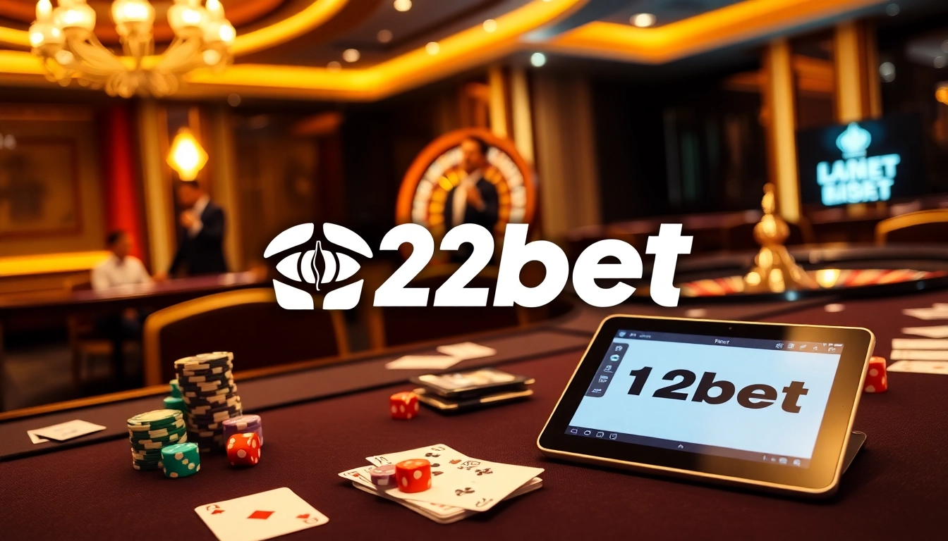 Experience thrilling action with link 12bet at a luxurious casino featuring cards, dice, and roulette.