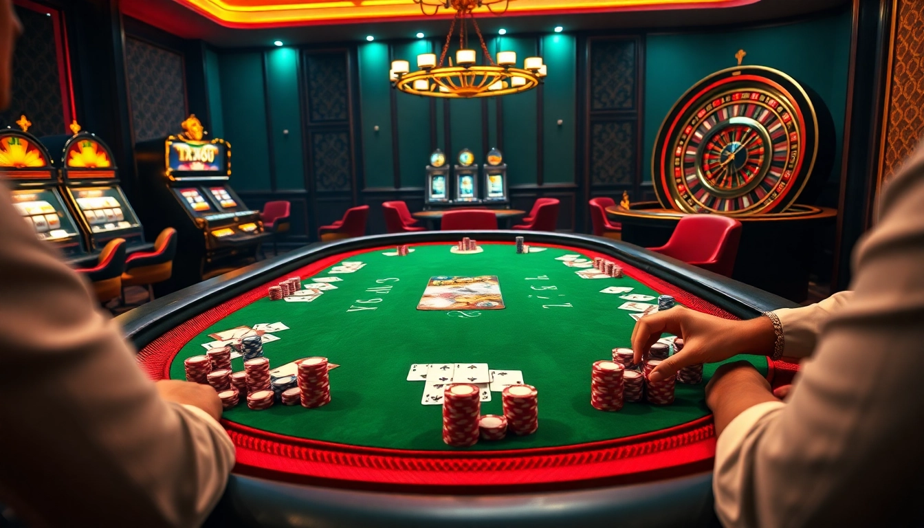 Experience the thrill of a TX666 casino game with vibrant poker chips and an inviting atmosphere.