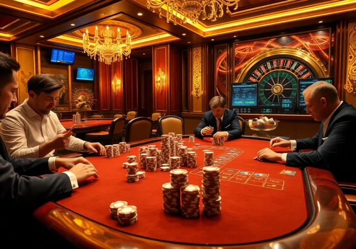 Experience high-stakes gambling at its finest with https://mm88.press/ showcasing poker players and roulette excitement.