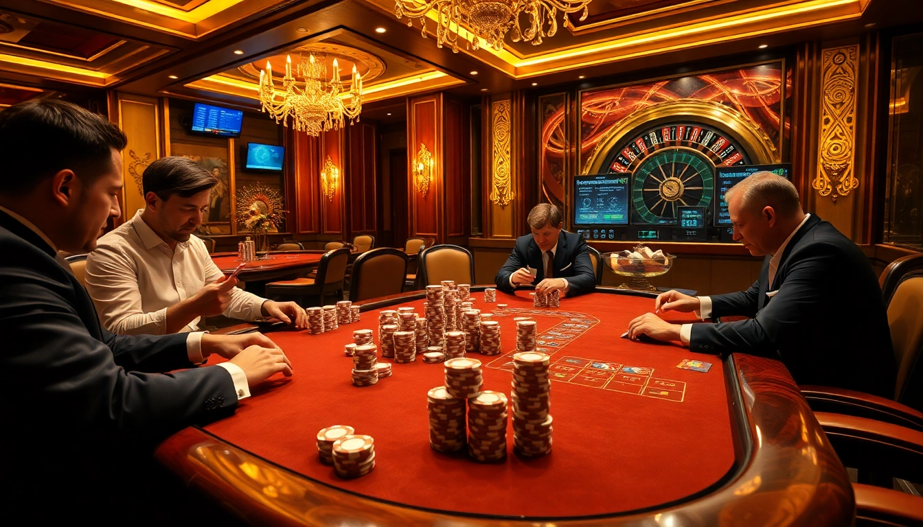 Experience high-stakes gambling at its finest with https://mm88.press/ showcasing poker players and roulette excitement.