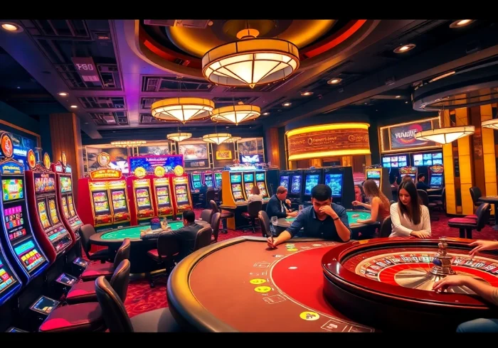 Experience thrilling gameplay at https://m88zo.com/ featuring vibrant casino elements and excited players.