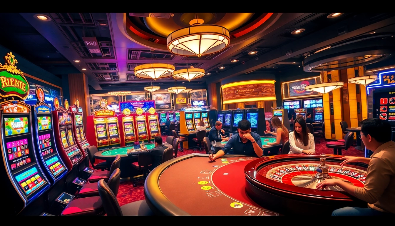 Experience thrilling gameplay at https://m88zo.com/ featuring vibrant casino elements and excited players.