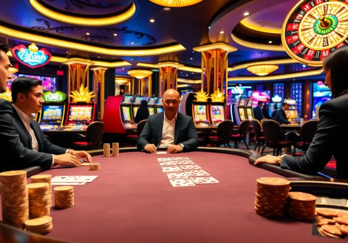 Experience the excitement of gambling at uu88.com with vibrant tables and slot machines.