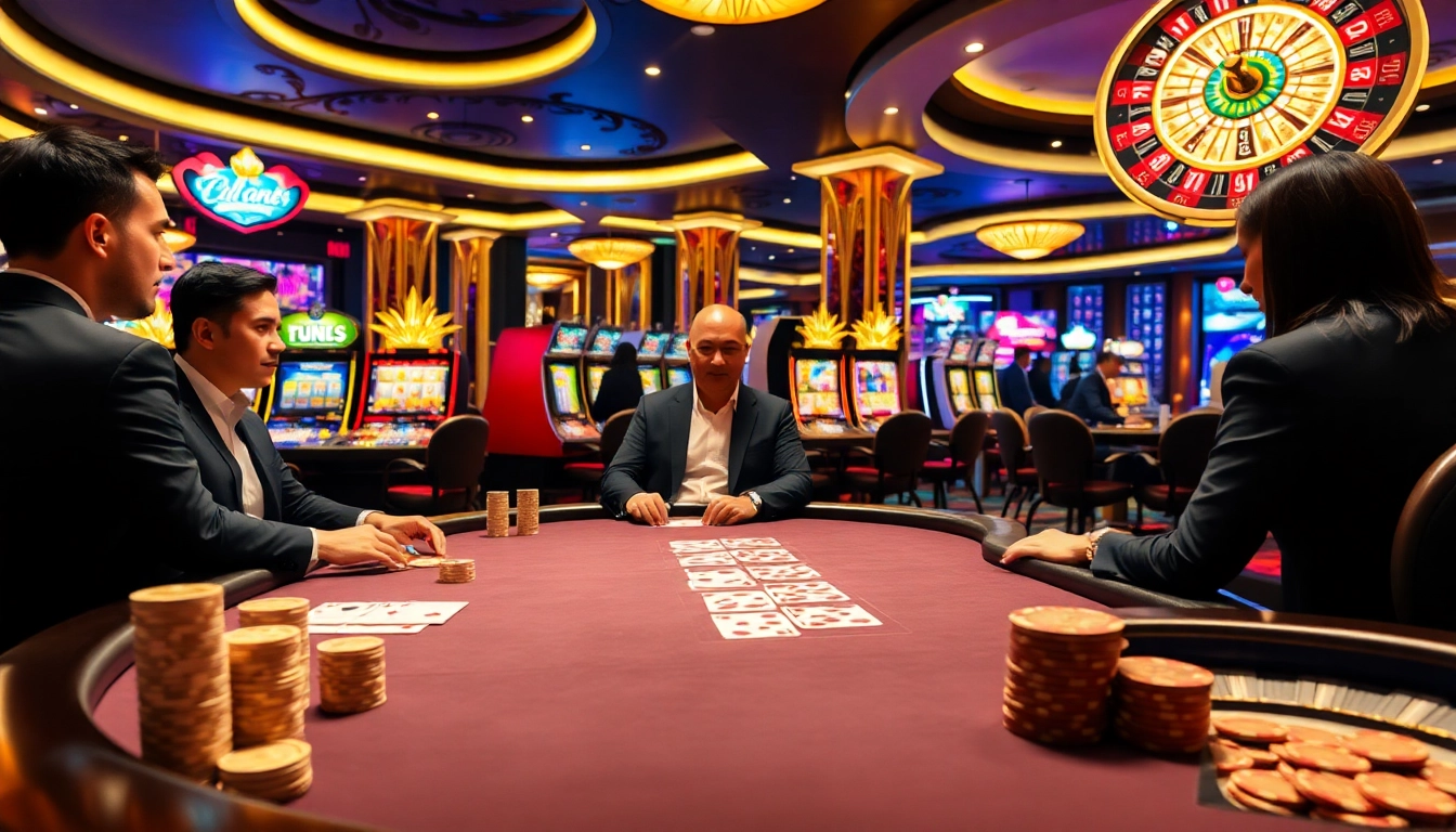 Experience the excitement of gambling at uu88.com with vibrant tables and slot machines.